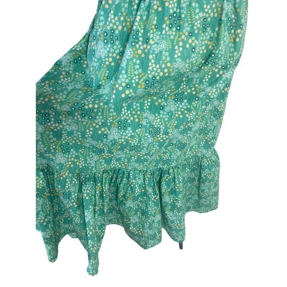 Vintage Womens Dress Size XL Green Floral Handmade Maxi Pockets Belt Cottagecore - Picture 7 of 12